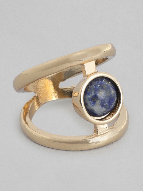 

20Dresses Women Gold-Toned & Navy Stone-Studded Finger Ring