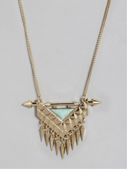

20Dresses Blue & Gold-Toned Stone Studded Statement Necklace