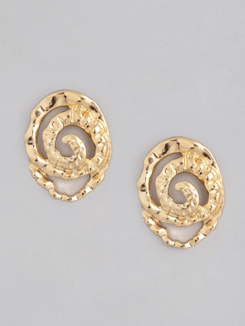 

20Dresses Gold-Toned Textured Contemporary Drop Earrings