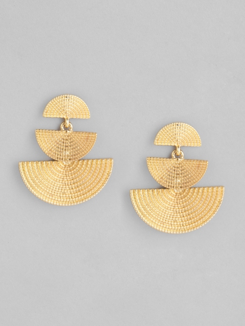 

20Dresses Gold-Toned Crescent Shaped Textured Drop Earrings