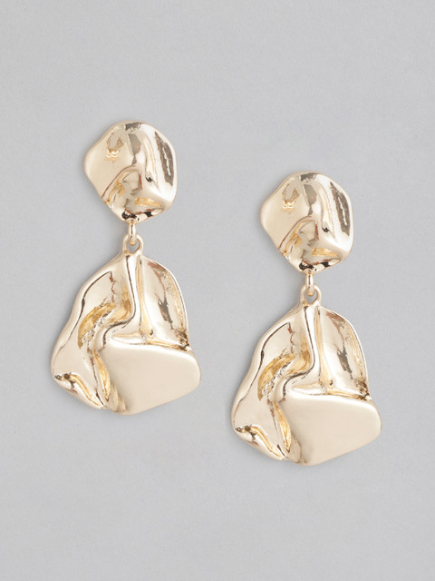 

20Dresses Gold-Toned Textured Contemporary Drop Earrings