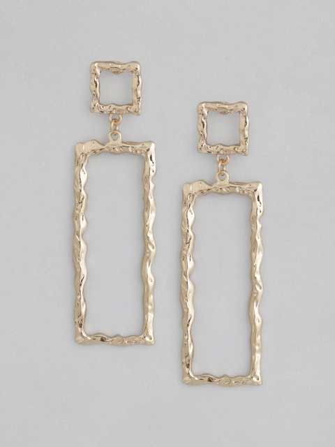 

20Dresses Gold-Toned Textured Geometric Drop Earrings