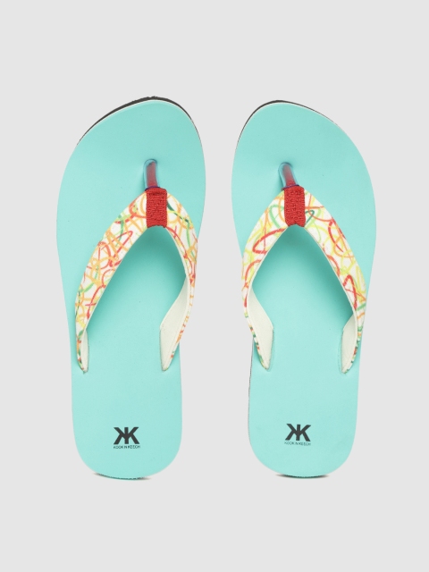 

Kook N Keech Women White & Sea Green Printed Thong Flip-Flops