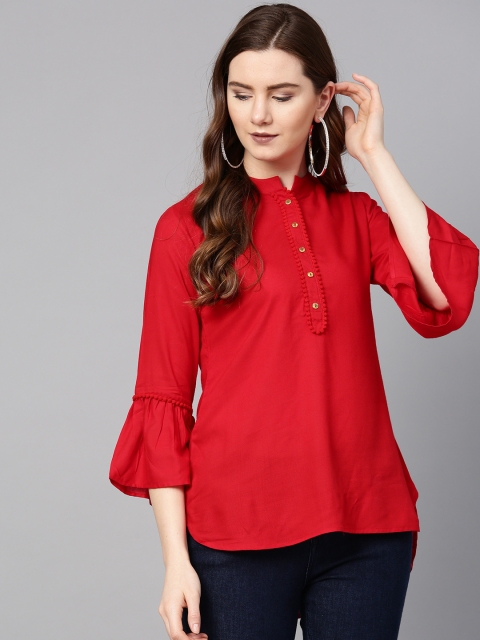 

ETHNIC STREET Women Red Solid High-Low Top