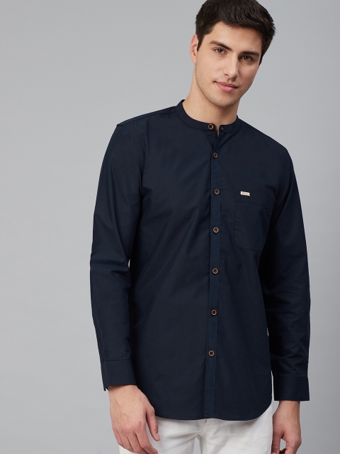 

DENNISON Men Navy Blue Comfort Slim Fit Solid Casual Shirt