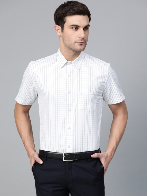 

DENNISON Men White & Grey Regular Fit Checked Formal Shirt