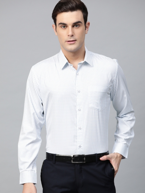 

DENNISON Men White & Blue Regular Fit Checked Formal Shirt