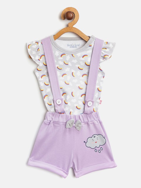 

Moms Love Girls Grey & Lavender Printed Top with Shorts