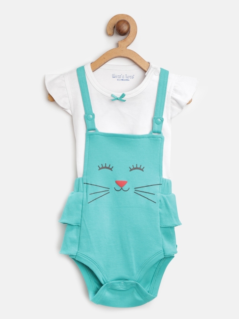 

Moms Love Girls White & Sea Green Solid Top with Bodysuit