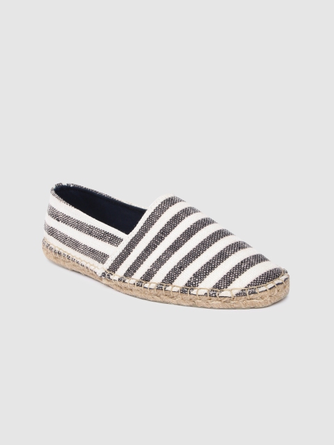 

WROGN Men Black & White Striped Espadrilles