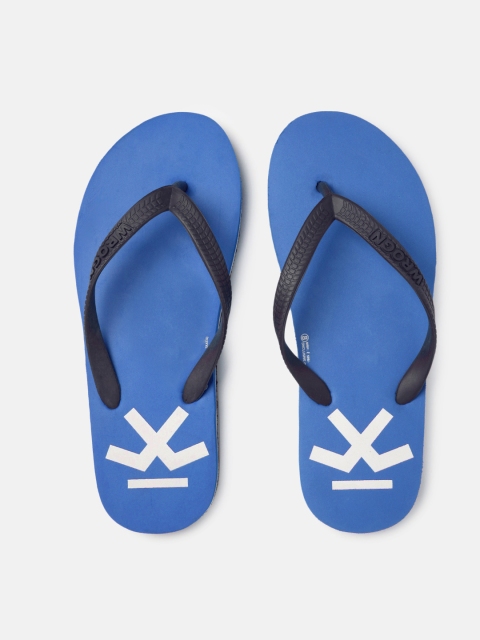 

WROGN Men Blue Printed Thong Flip-Flops