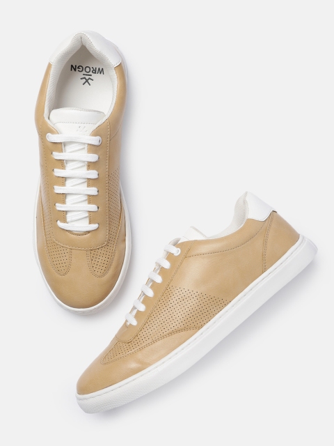 

WROGN Men Beige Solid Sneakers