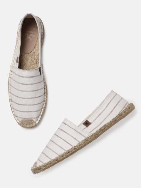 

WROGN Men Off-White & Beige Striped Espadrilles