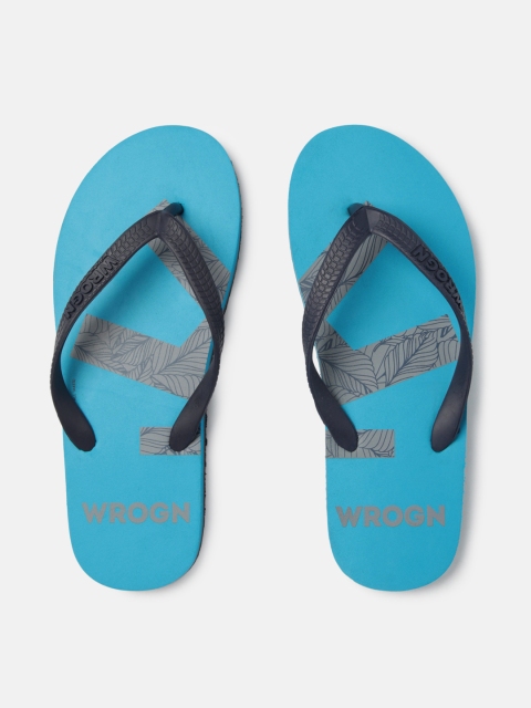 

WROGN Men Navy Blue Printed Thong Flip-Flops