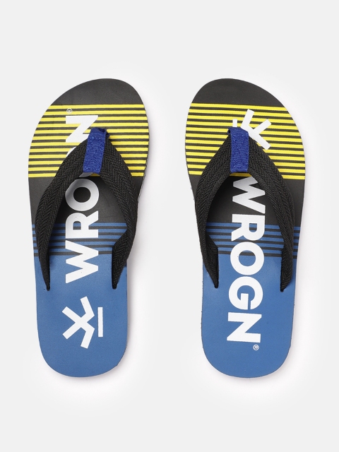 

WROGN Men Blue & Black Striped Thong Flip-Flops