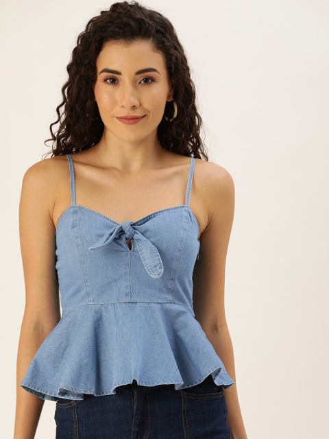 

FOREVER 21 Women Blue Solid Top