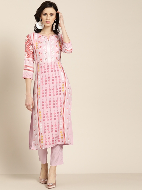 

Moda Rapido Women Lavender & Rust Orange Printed Kurta with Trousers