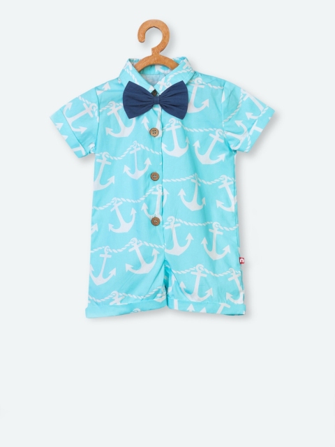 

Nino Bambino Infant Boys Blue & White Printed Organic Cotton Half Sustainable Rompers