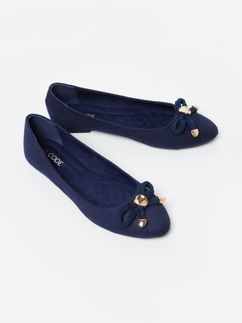 

CODE by Lifestyle Women Navy Blue Textured Ballerinas