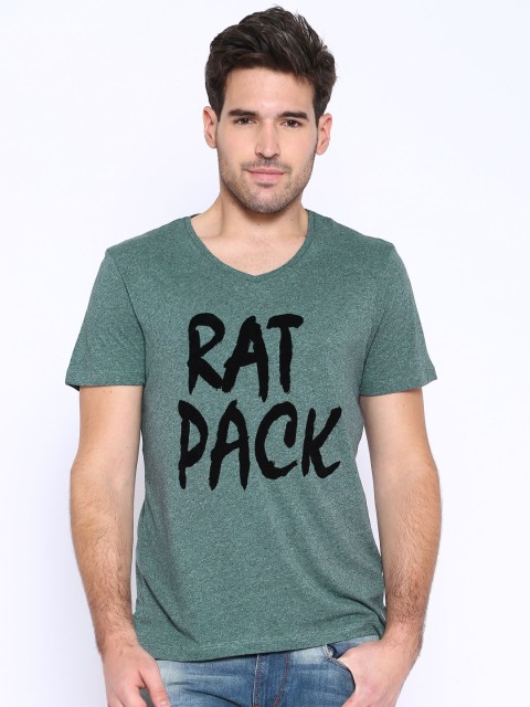 

Jack & Jones Green Melange Printed T-shirt