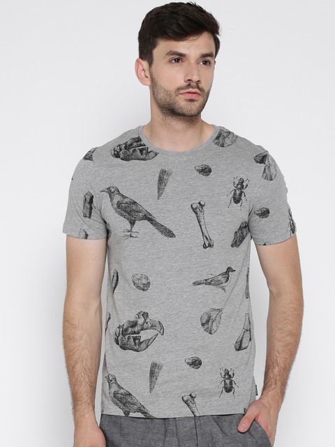 

Jack & Jones Grey Melange Printed T-shirt