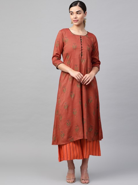 

Sbo Fashion Women Orange & Green Printed Kurta with Palazzos