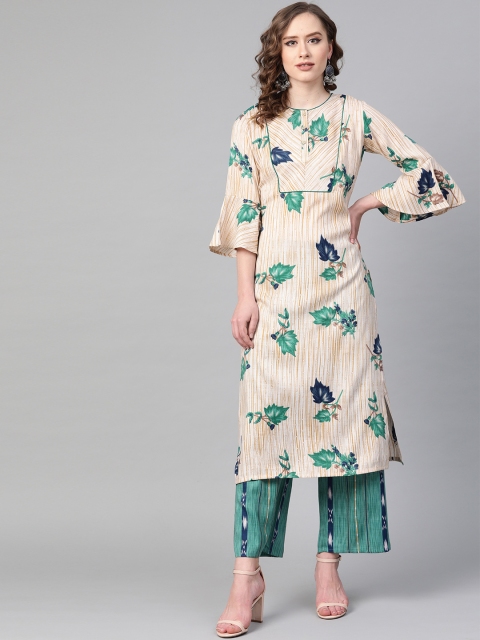 

Sbo Fashion Women Beige & Blue Printed Kurta with Palazzos