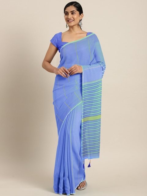 

Triveni Blue Striped Pure Georgette Saree