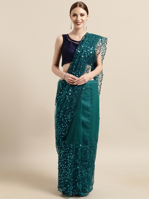 

Tikhi Imli Teal Green Embellished Net Saree