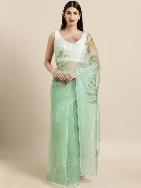 

Tikhi Imli Sea Green Printed Organza Saree