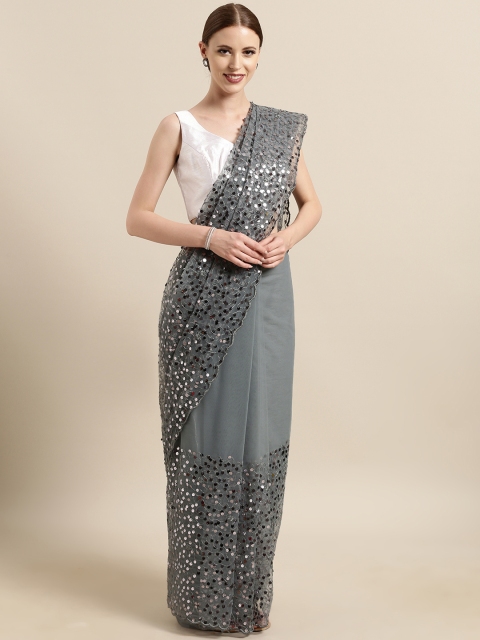 

Tikhi Imli Grey Embellished Net Saree