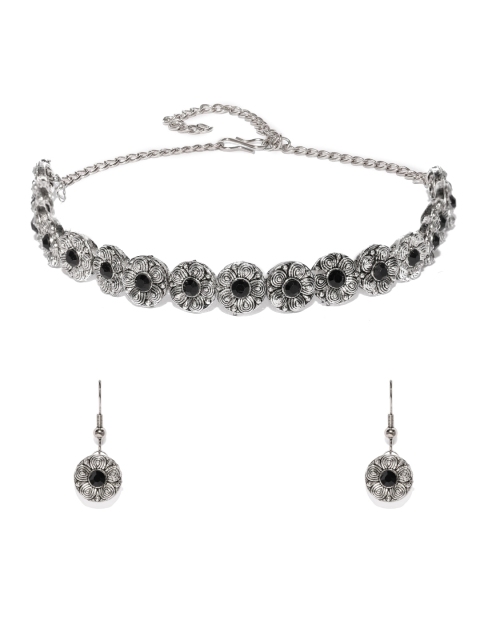 

Fida Oxidized Silver-Toned & Black Jewellery Set