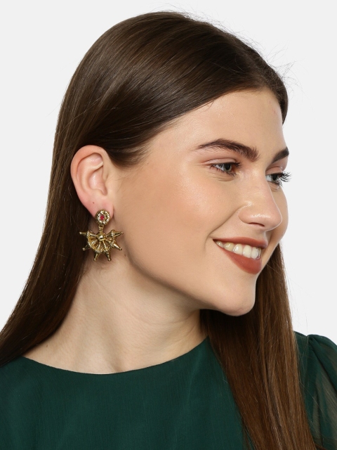 

Fida Gold-Toned & Red Classic Drop Earrings