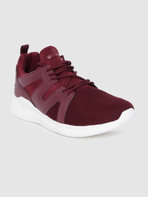 Men Maroon Solid Sneakers