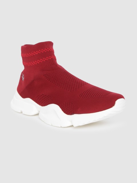 

WROGN Men Red Solid Mid-Top Slip-On Sneakers