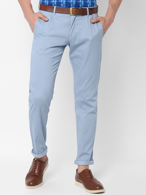 

Allen Solly Men Blue Slim Fit Self Design Regular Trousers