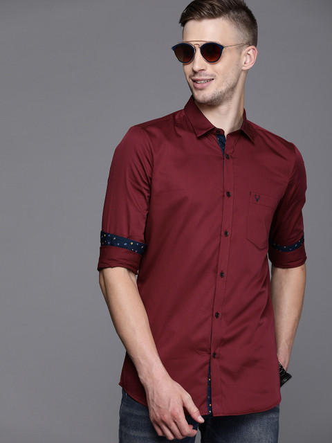 

Allen Solly Sport Men Maroon Modern Slim Fit Solid Casual Shirt