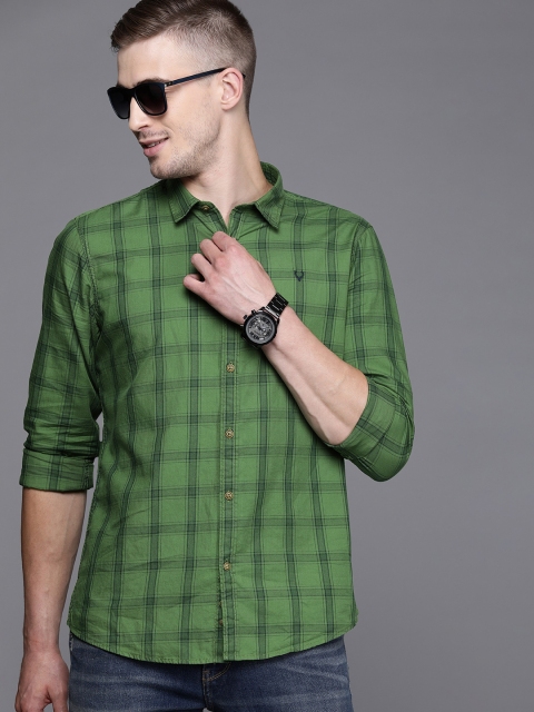 

Allen Solly Sport Men Green & Grey Custom Slim Fit Checked Casual Shirt