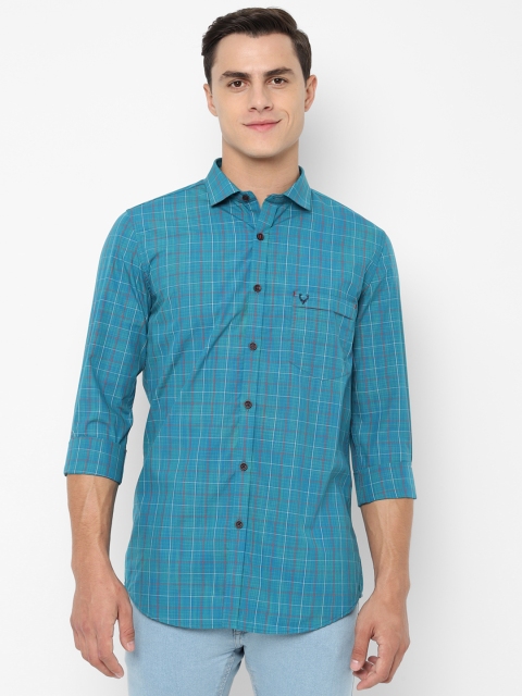 

Allen Solly Sport Men Turquoise Blue & Pink Slim Fit Checked Casual Shirt