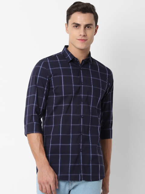 

Allen Solly Sport Men Navy Blue Slim Fit Checked Casual Shirt