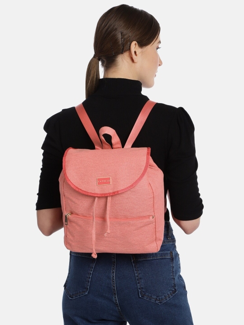 

Caprese Women Coral Red GIA Textured Backpack