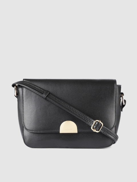 

Caprese Black Solid Sling Bag