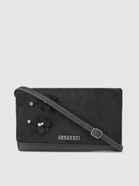 

Caprese Black Solid Sling Bag