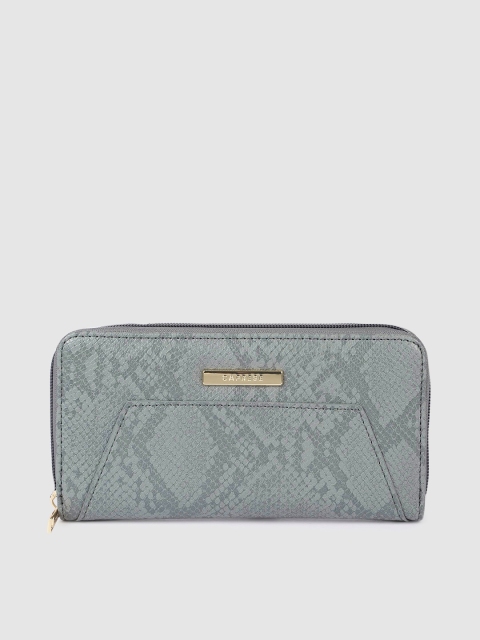 

Caprese Women Grey Textured Zip Around Wallet