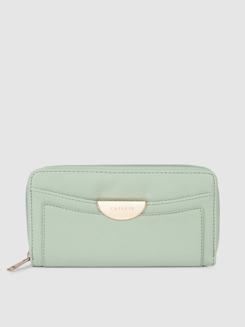 

Caprese Women Green Solid Zip Around Wallet