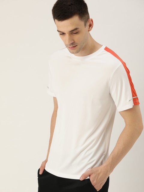 

ether e+ Men White Solid Round Neck Activewear e-Dry T-shirt