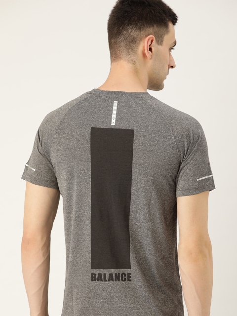 

ether e+ Men Charcoal Grey Printed Back Activewear e-Dry T-shirt