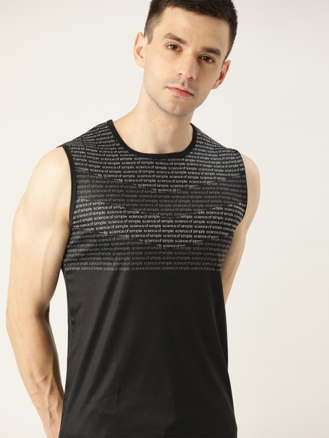 

ether e+ Men Black & White Printed Activewear e-Dry T-shirt