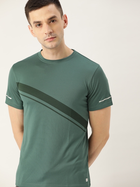 

ether e+ Men Olive Green Solid Activewear e-Dry T-shirt