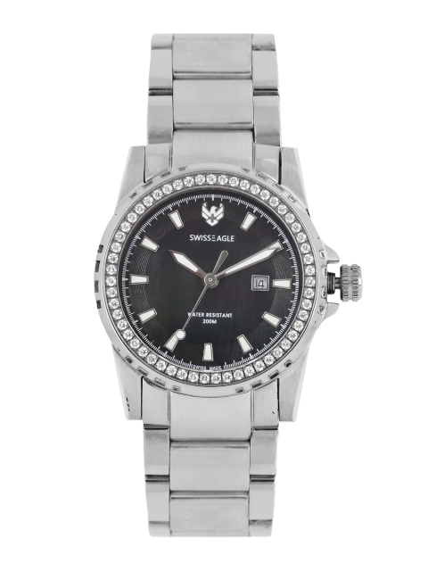 

Swiss Eagle Women Pearly Black Dial Watch SE-6010-11